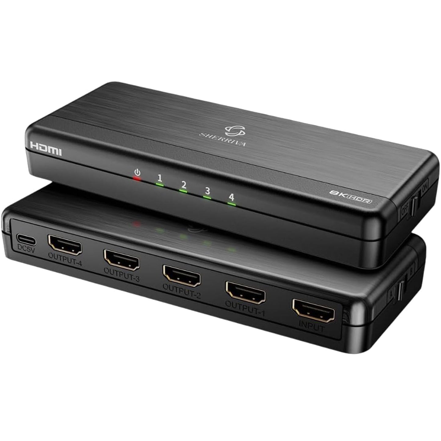 8K HDMI Splitter 1x4, 8K@60Hz, 4K@240Hz(DSC), HDMI 2.1, HDCP 2.3,VRR, For PS5/PC/Monitor