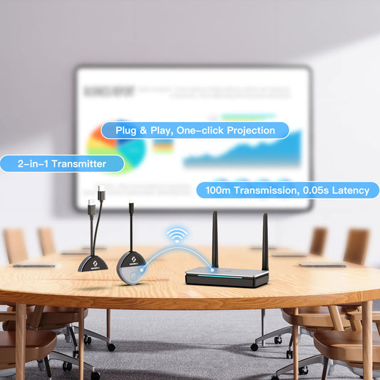 Wireless HDMI & USB-C Transmitter/Receiver - 0.05s Ultra-Low Latency, 328ft Range, No Wi-Fi or App Needed