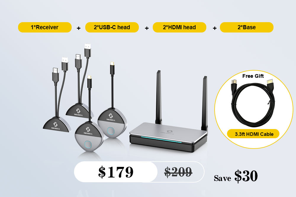 Wireless HDMI & USB-C Transmitter/Receiver - 0.05s Ultra-Low Latency, 328ft Range, No Wi-Fi or App Needed