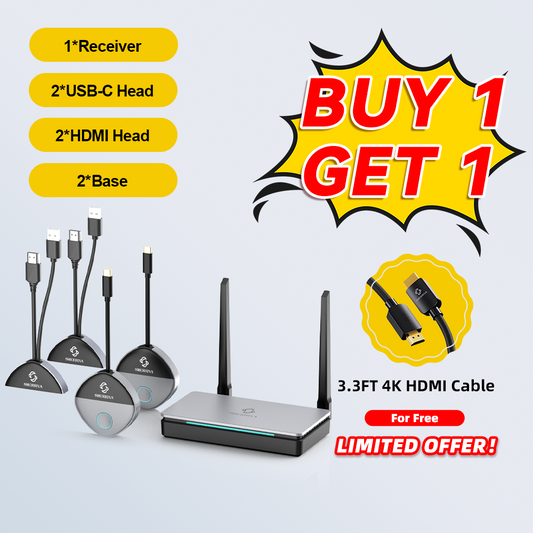 Wireless HDMI & USB-C Transmitter/Receiver - 0.05s Ultra-Low Latency, 328ft Range, No Wi-Fi or App Needed