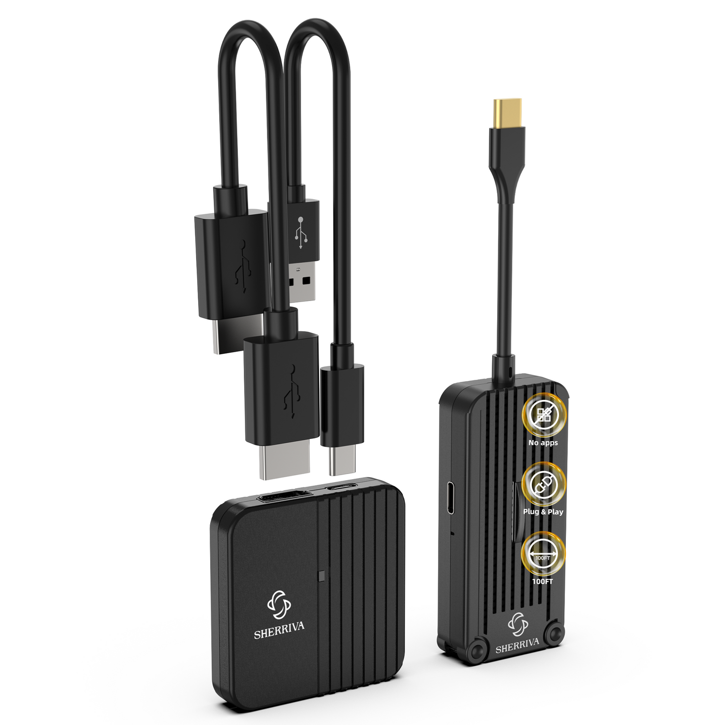 Wireless USB-C Transmitter and HDMI Receiver, 100FT/30M