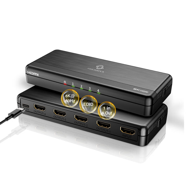 8K HDMI Splitter 1 in 4 out – SHERRIVA Store
