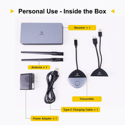 Wireless HDMI & USB-C Transmitter/Receiver - 0.05s Ultra-Low Latency, 328ft Range, No Wi-Fi or App Needed