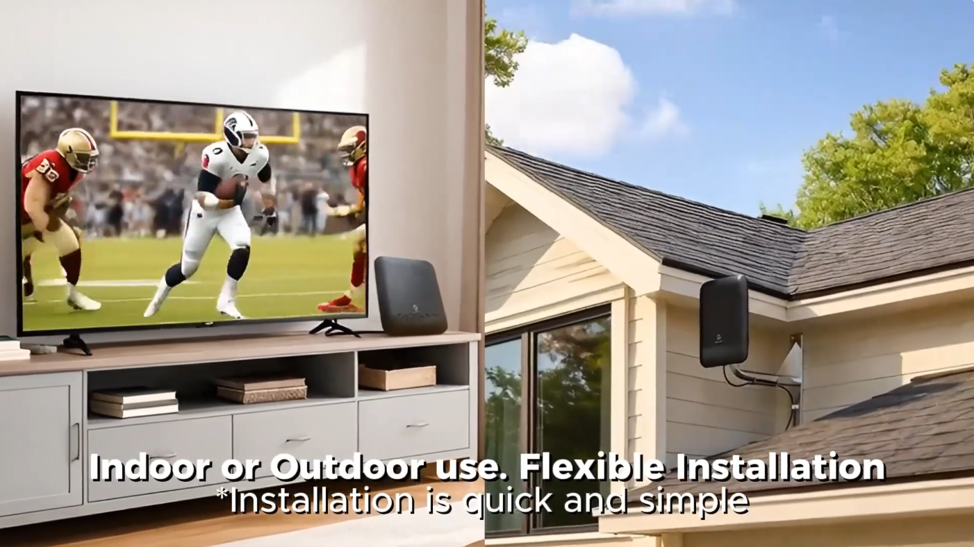 Load video: SHERRIVA 55 Miles Amplified HDTV Antenna