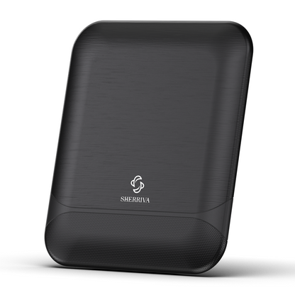 Black electronic device - digital antenna with 'SHERRIVA' logo on a white background