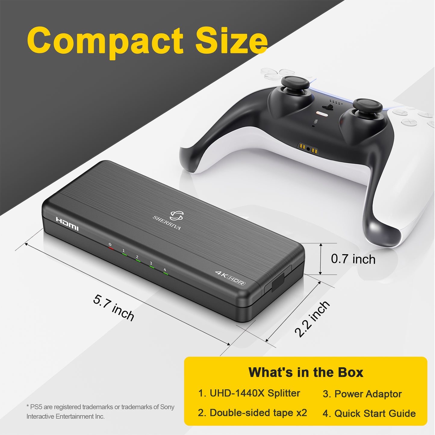 4K HDMI Splitter 1 in 4 Out – 4K@60Hz, 1080p@240Hz, Auto Downscaling, VRR/ALLM