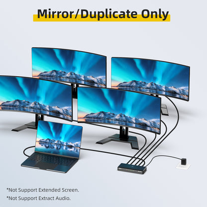 Mirror/duplicate function: 4 monitors displaying a mountainous landscape, the same as a computer, using SHERRIVA 1 in 4 out 8K HDMI splitter.