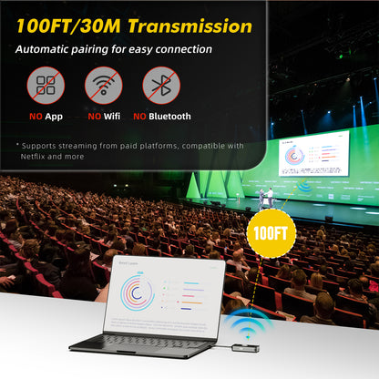 100FT/30M Transmission, no App, no WiFi, no Bluetooth
